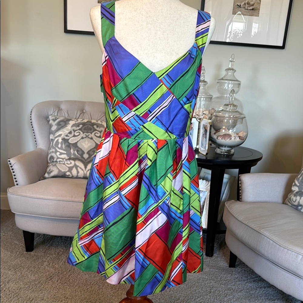 Leifsdottir Blue Green Fit and Flare Dress